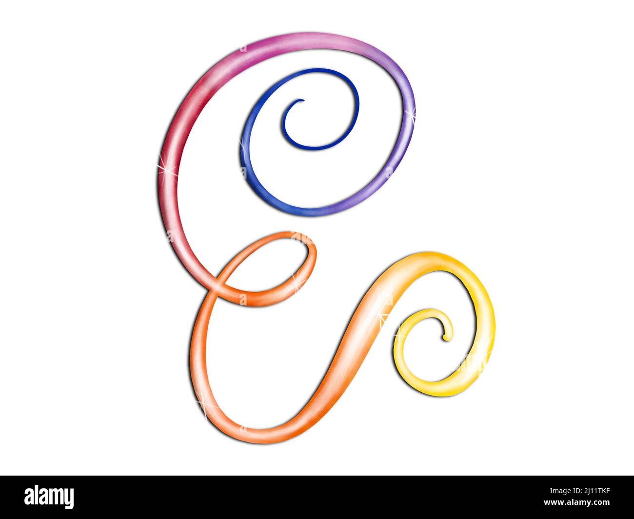 letter E rainbow watercolor with shine effect Stock Photo