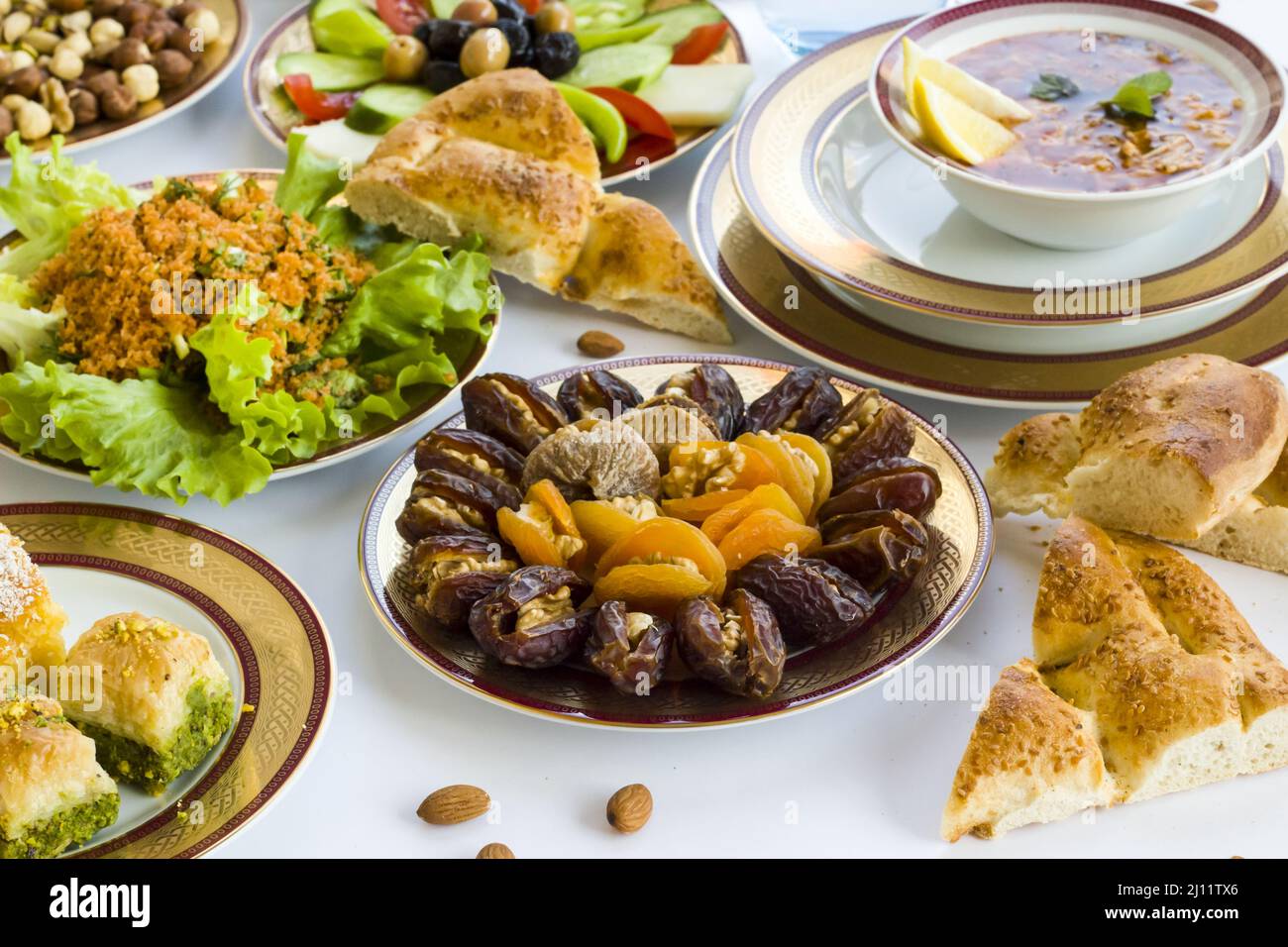 Traditional Ramadan DinnerIftar menu designed with elegant dinnerware