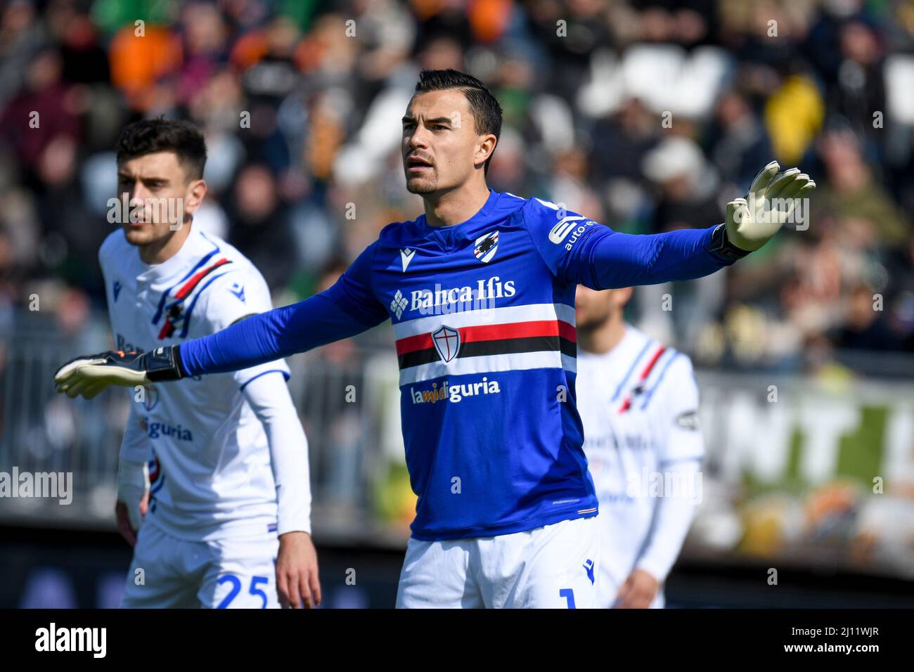 Venice, Italy. 20th Mar, 2022. Sampdoria's Emil Audero portrait during  Venezia FC vs UC Sampdoria, italian soccer Serie A match in Venice, Italy,  March 20 2022 Credit: Independent Photo Agency/Alamy Live News