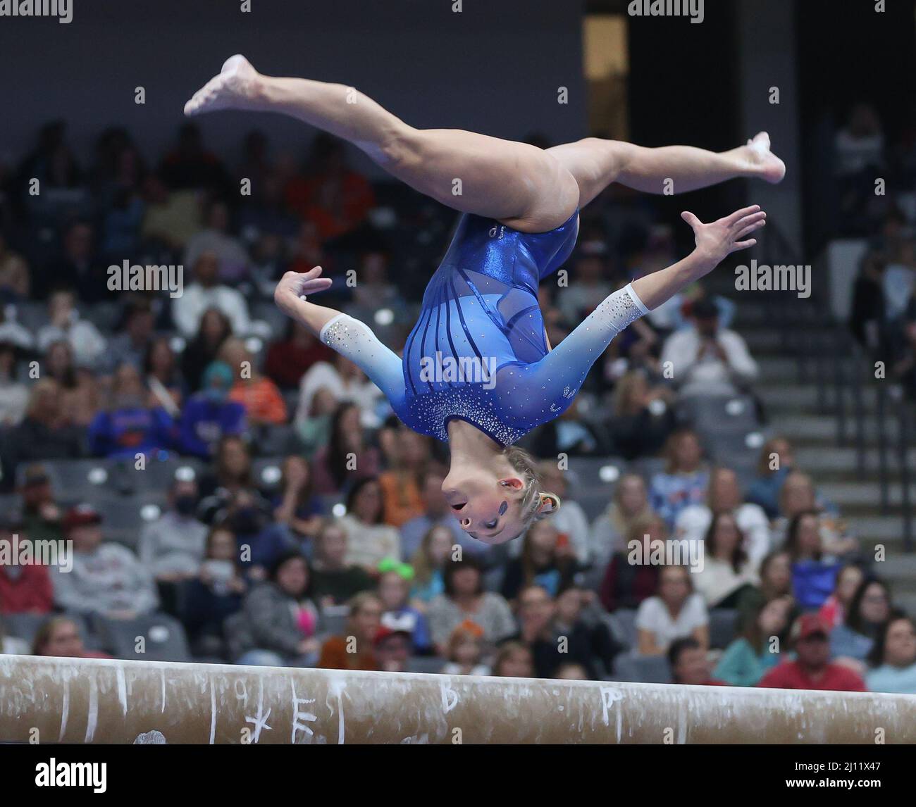 March 19, 2022: Florida's Alyssa Baumann performs on the balance beam ...