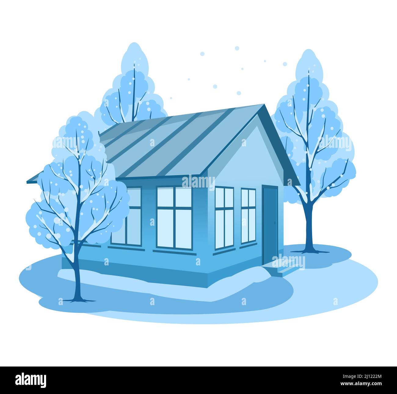 Winter landscape. House surrounded by trees Stock Vector Image & Art ...