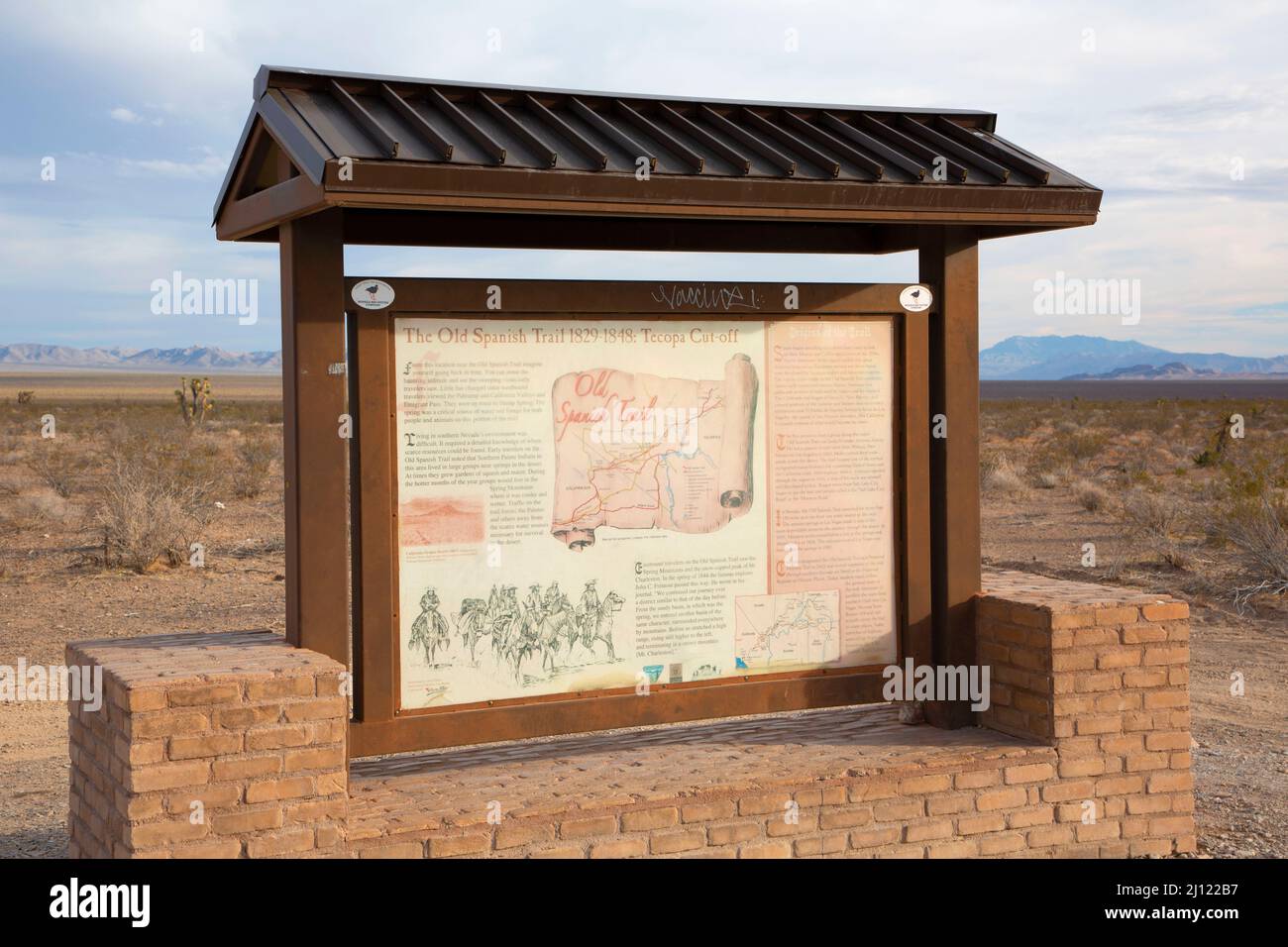 Tecopa Cut-Off Interpretive board, Old Spanish National Historic Trail, Clark County, Nevada Stock Photo