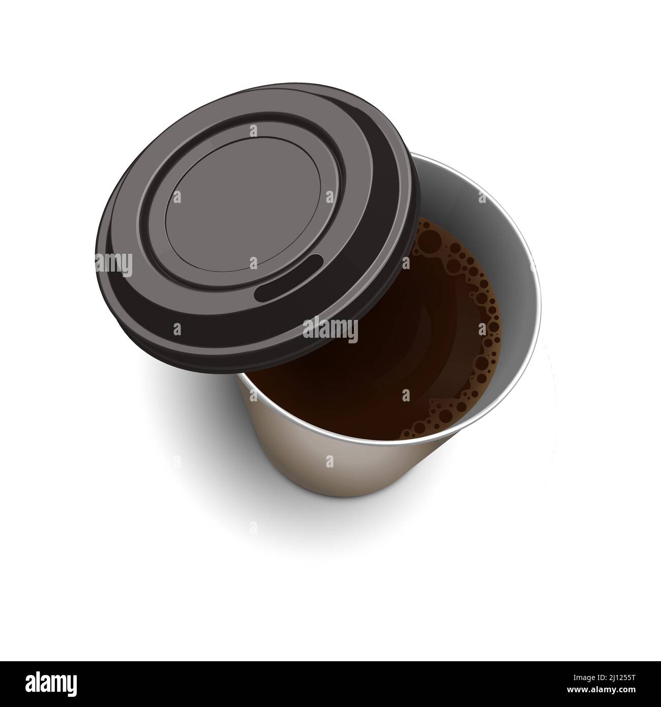 Paper cup. Cardboard craft drink glass with open plastic lid. Coffee