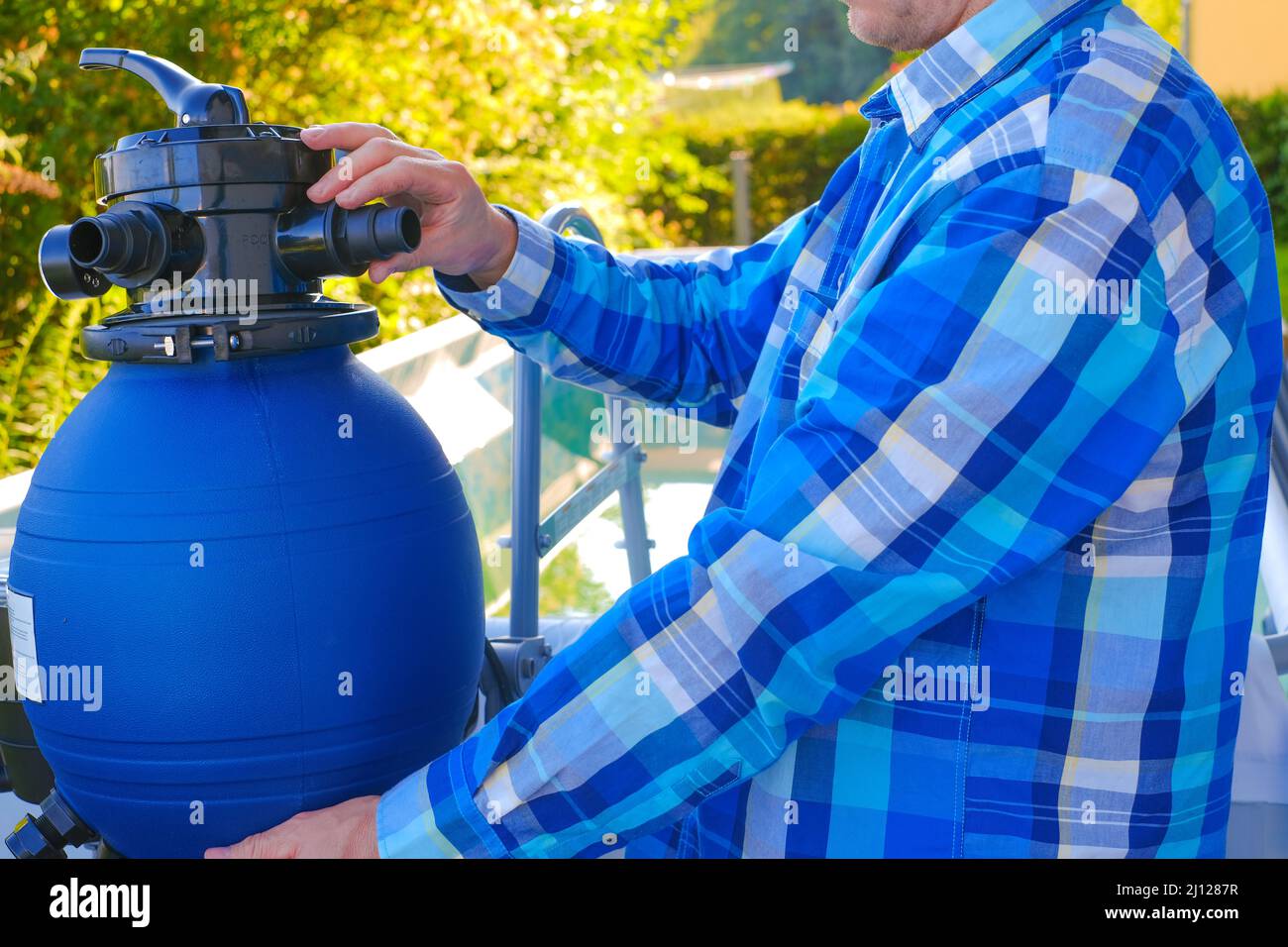 Swimming pool Filter.Swimming pool cleaning equipment. water filter in