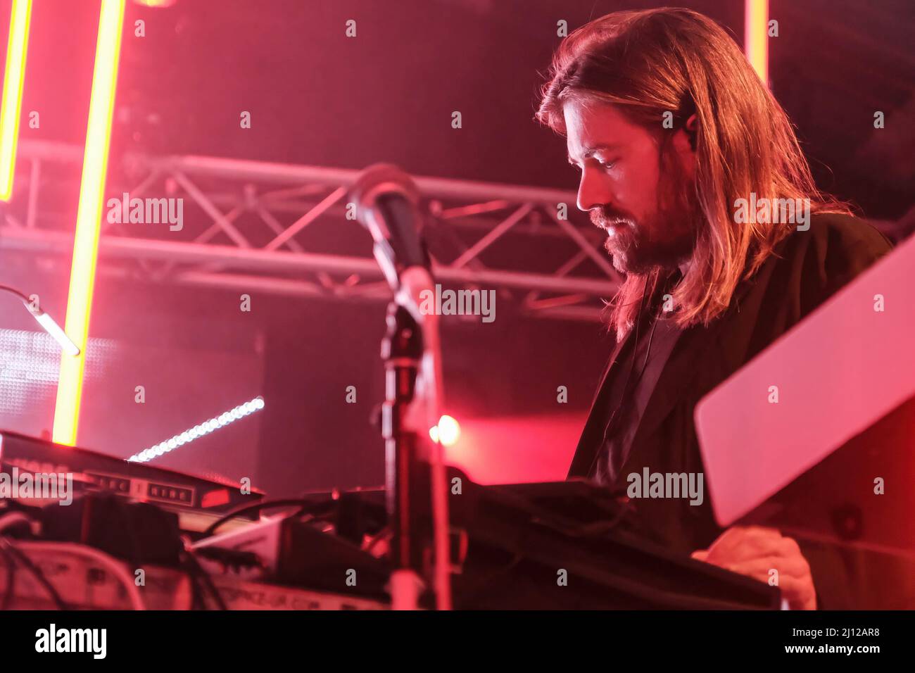Southampton, UK. 21st Mar, 2022. Paul Frick, Berlin born musician composer and keyboard player, formerly of Brandt Brauer Frick, on stage with German electronic band Tangerine Dream founded in 1967, performing live at the Engine Rooms, Southampton. (Photo by Dawn Fletcher-Park/SOPA Images/Sipa USA) Credit: Sipa USA/Alamy Live News Stock Photo