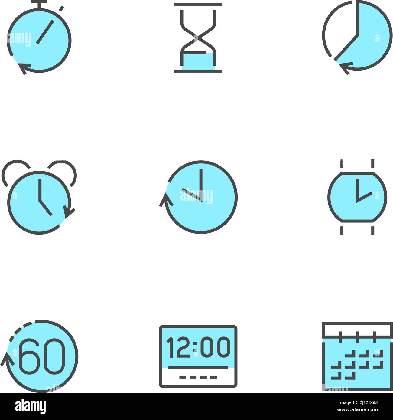 Time concept clock line vector icons Stock Vector