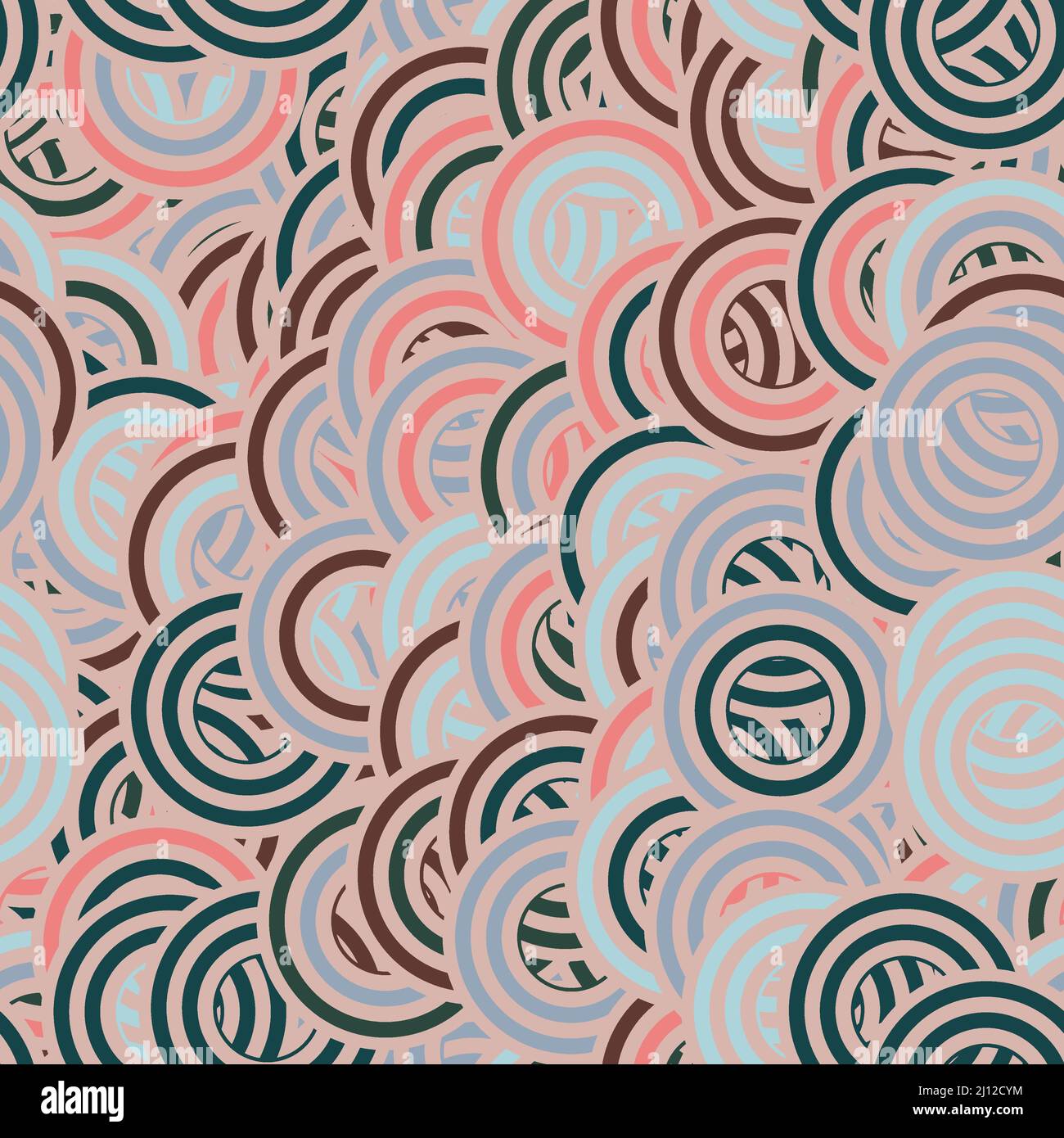 Seamless concentric circle in retro colors dizzy surface pattern design ...