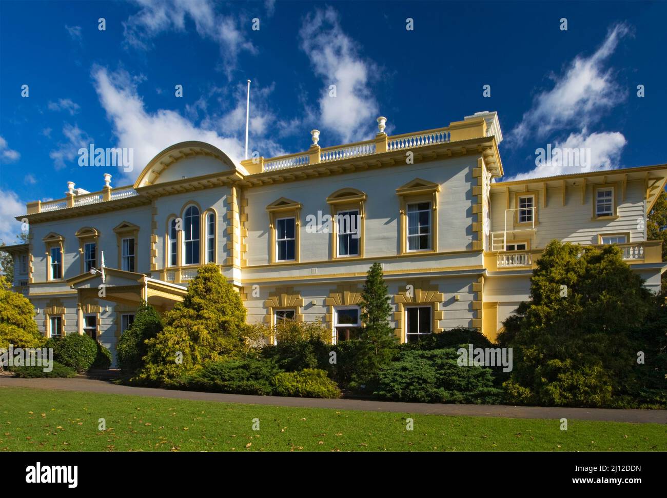 Old Government House, completed in 1856, was the first mansion of its kind built in New Zealand. Stock Photo