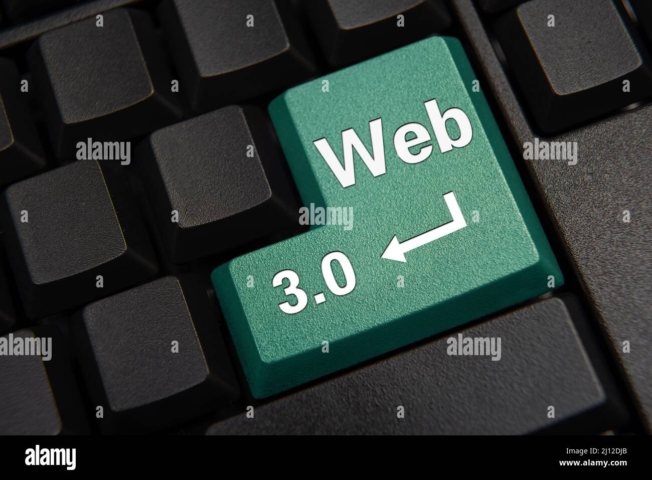 Computer keyboard with Web 3.0 buttons. Technology and WEB 3.0 concept. Stock Photo
