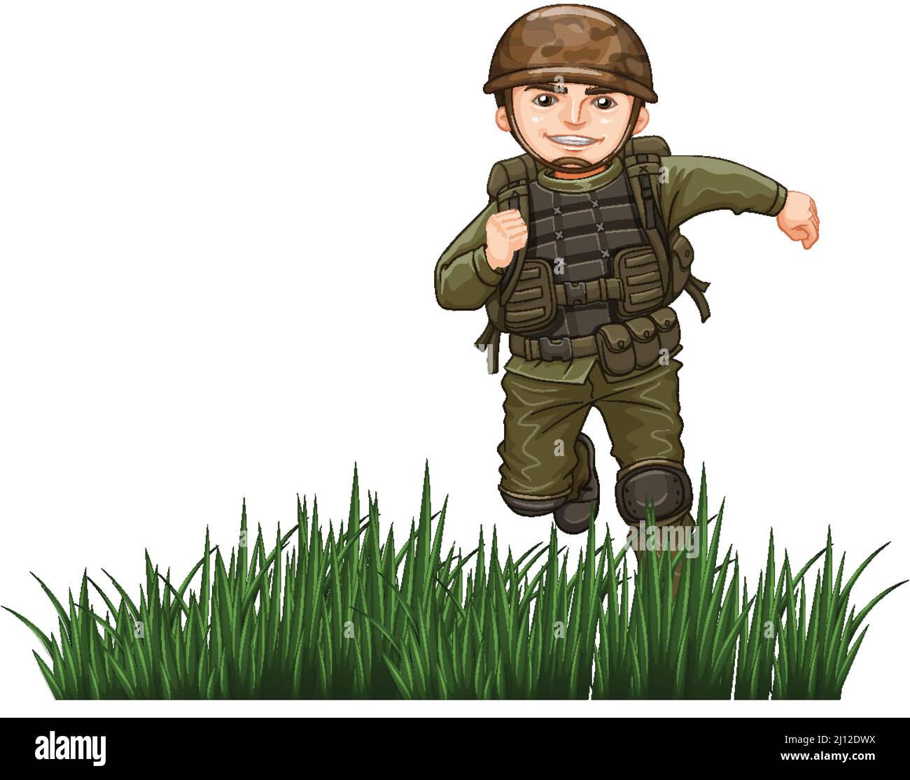 Man in army uniform on white background illustration Stock Vector Image