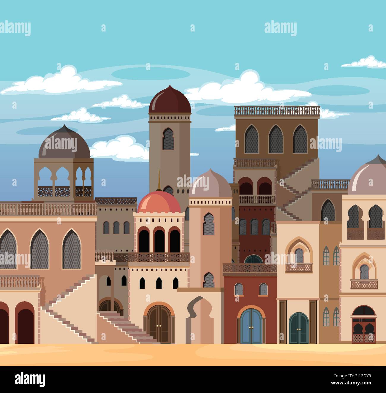 Scene with many buildings in city illustration Stock Vector Image & Art ...