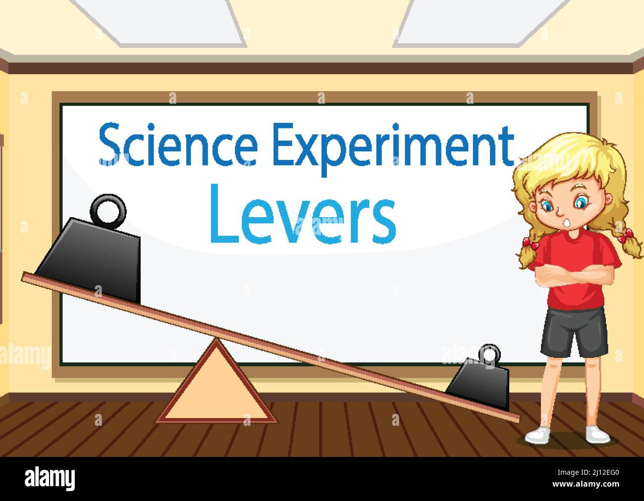 Science concept with levers experiment illustration Stock Vector Image