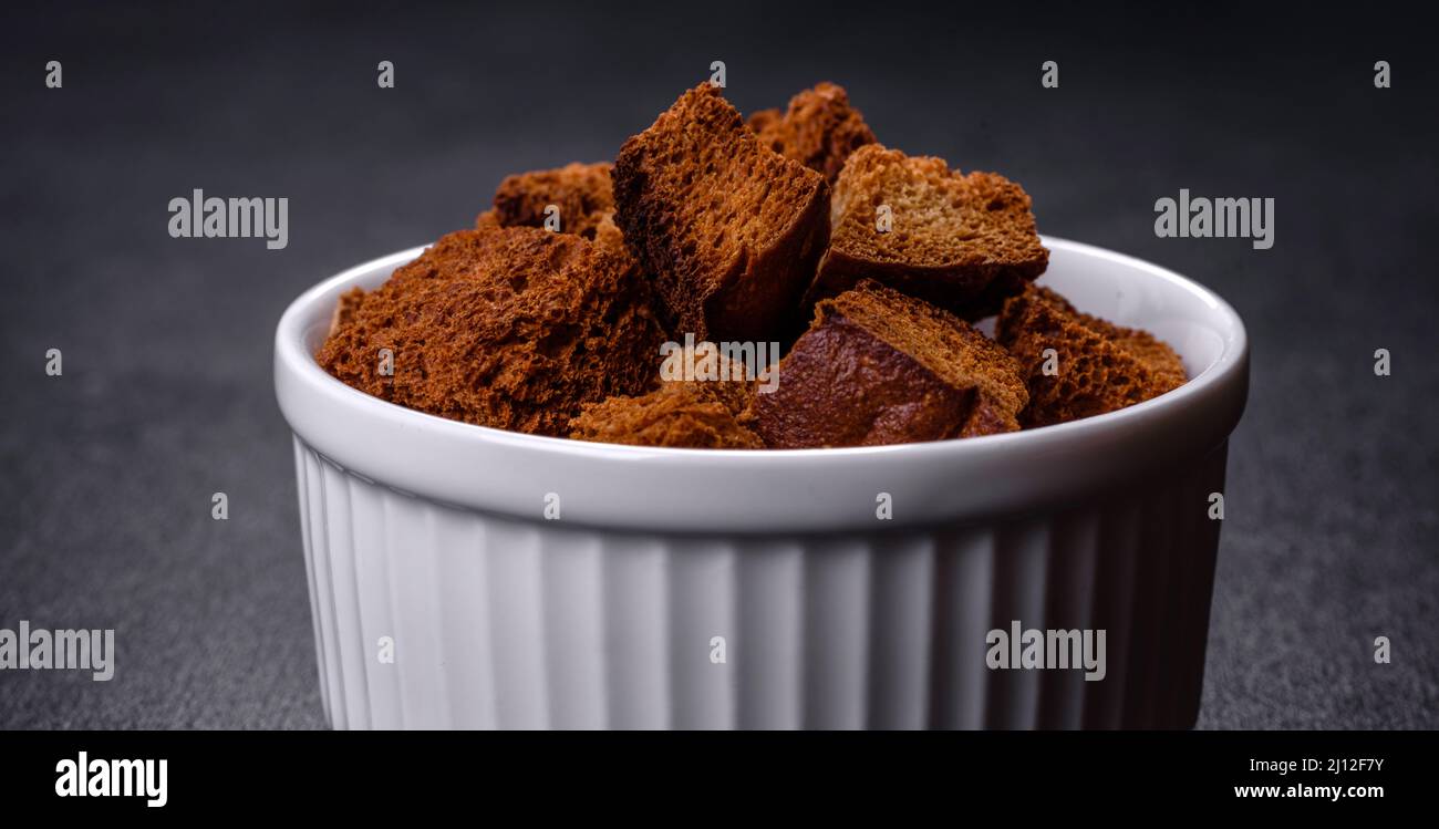Solid, delicious breadcrumbs to the beer closeup. Dried bread with