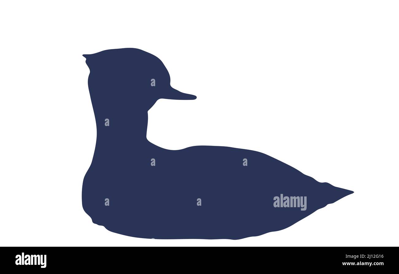 duck on calm water, silhouette Stock Vector