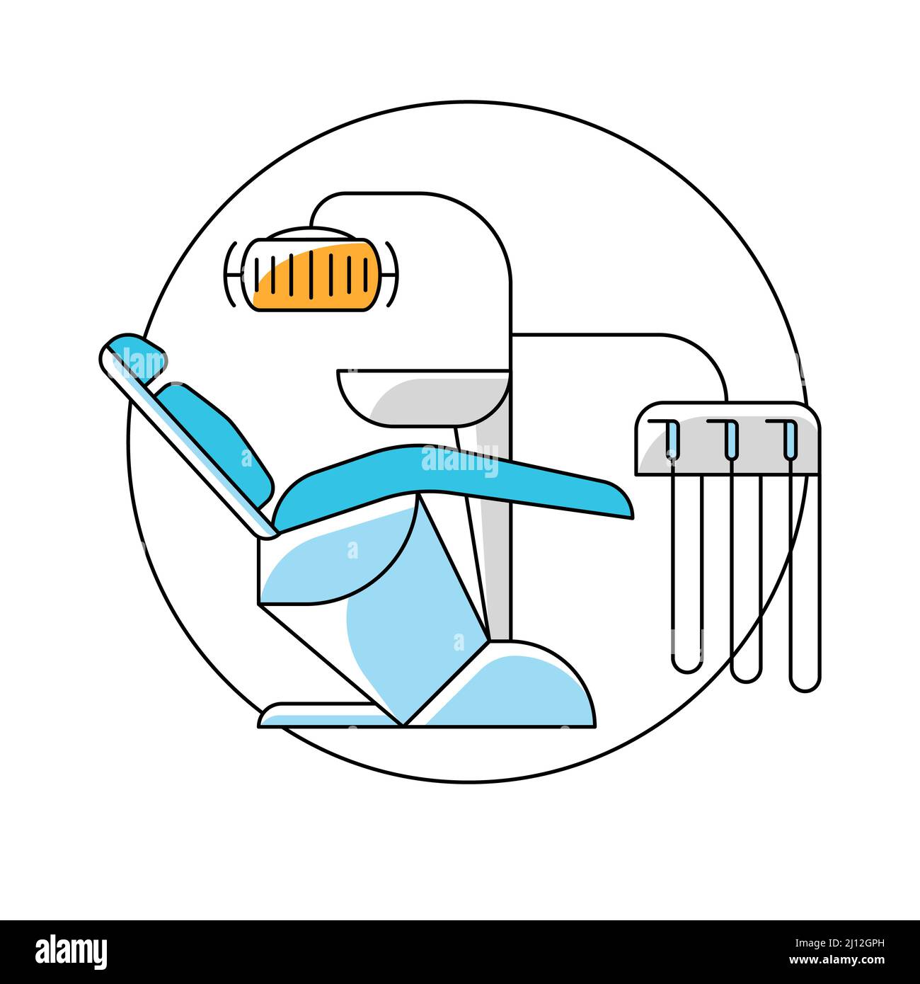 Round template dental office with chair icon. Flat Illustration Stock ...