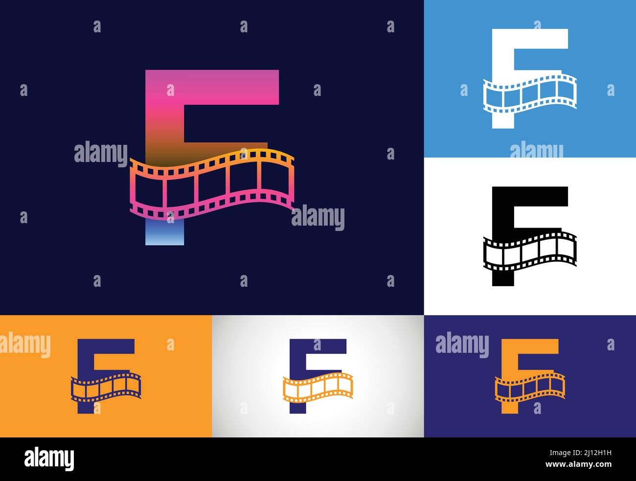 Initial monogram alphabet incorporated with film reel. Video and movie ...