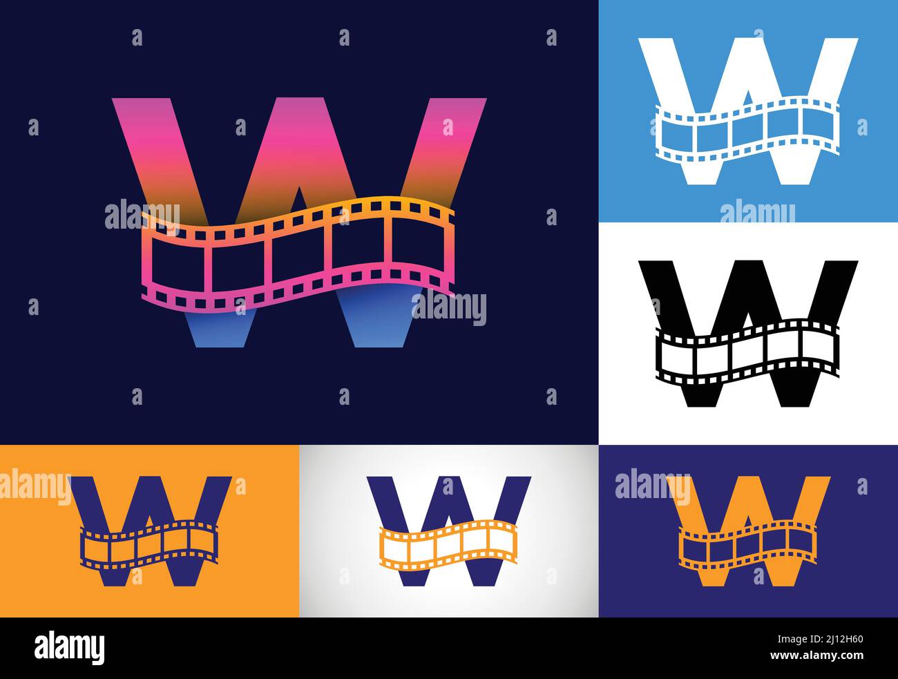 Initial monogram alphabet incorporated with film reel. Video and movie ...