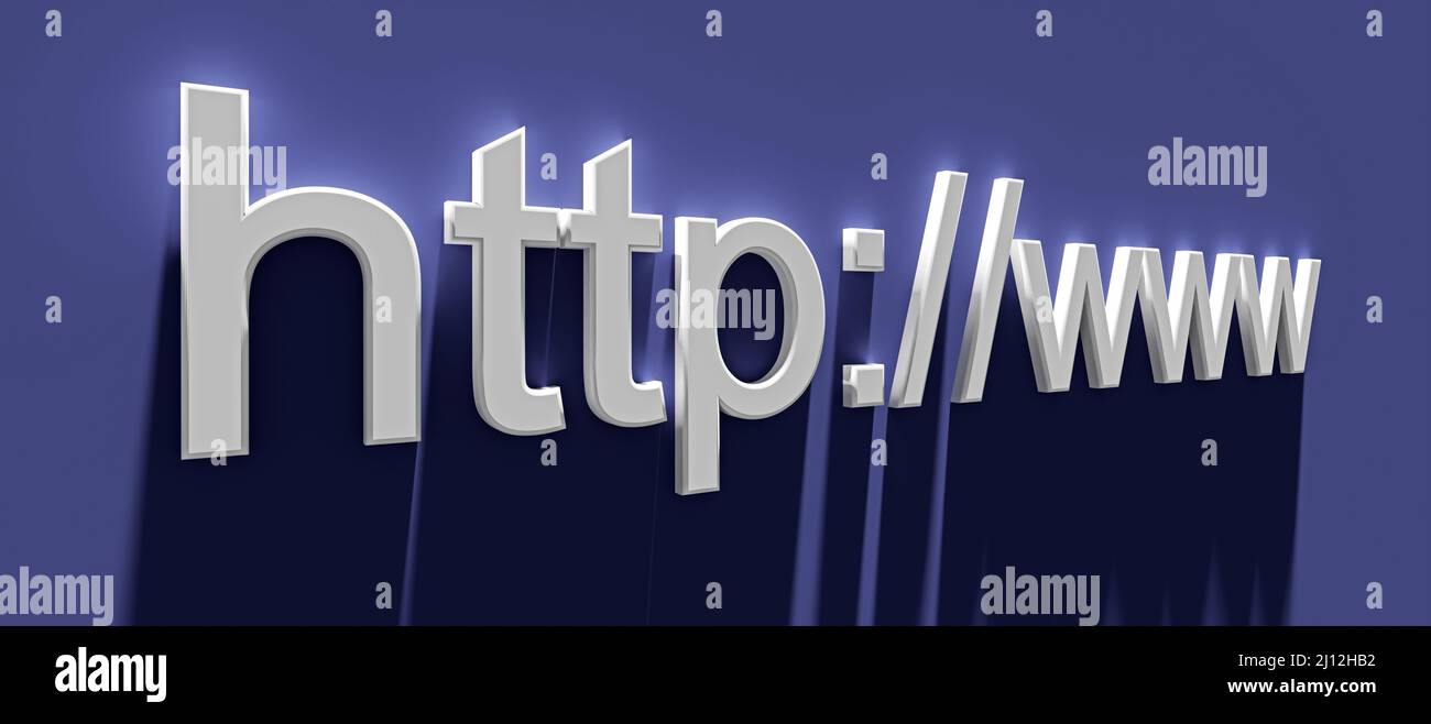 http www internet web address in search bar of browser. 3d rendering Stock Photo