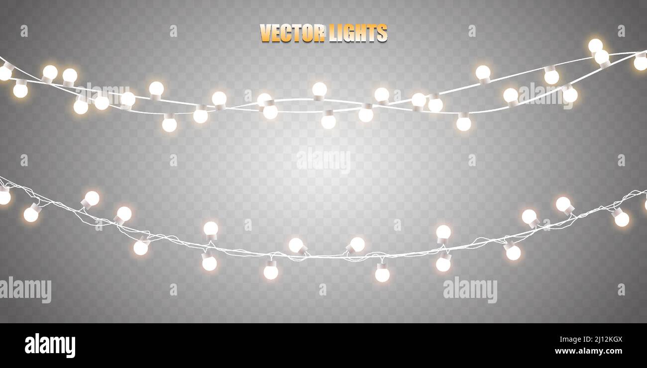 Christmas lights isolated on transparent background. Set of xmas ...