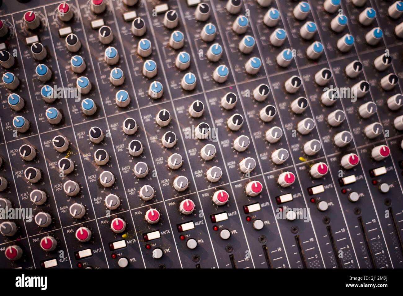 Sound engineer using mixing console to produce a sound track Stock ...