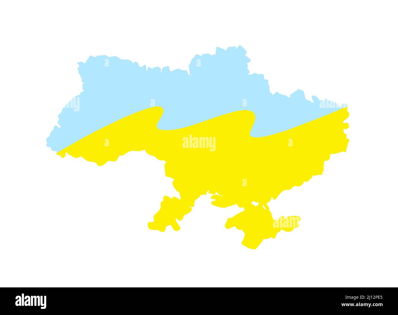 Map of Ukraine in the colors of the Ukrainian flag Stock Vector