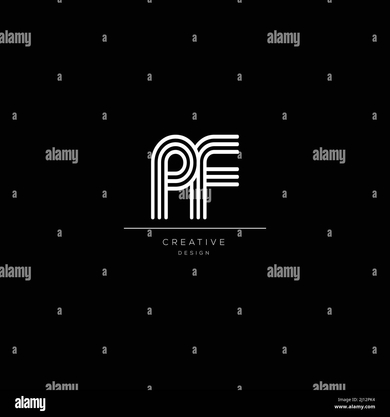 Abstract premium linear letter PF logo icon design modern minimal style illustration. Stock Vector