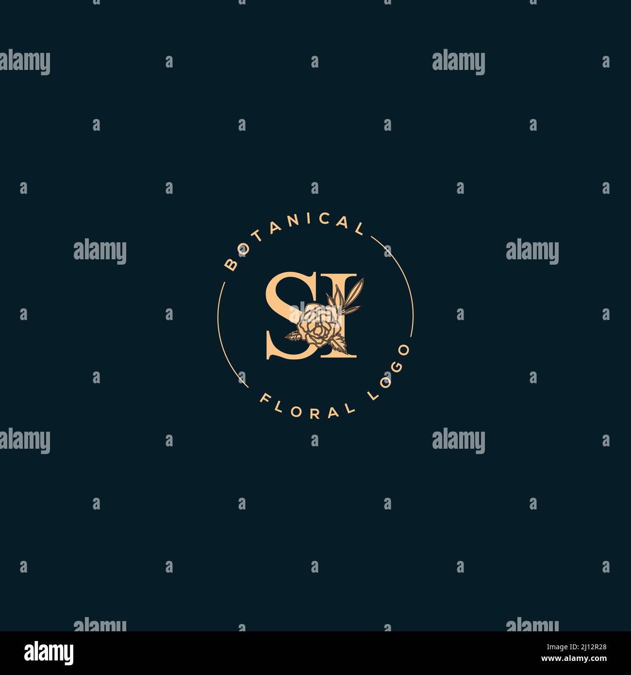 Vector Blooming Floral Initial SI Monogram and Logo Stock Vector
