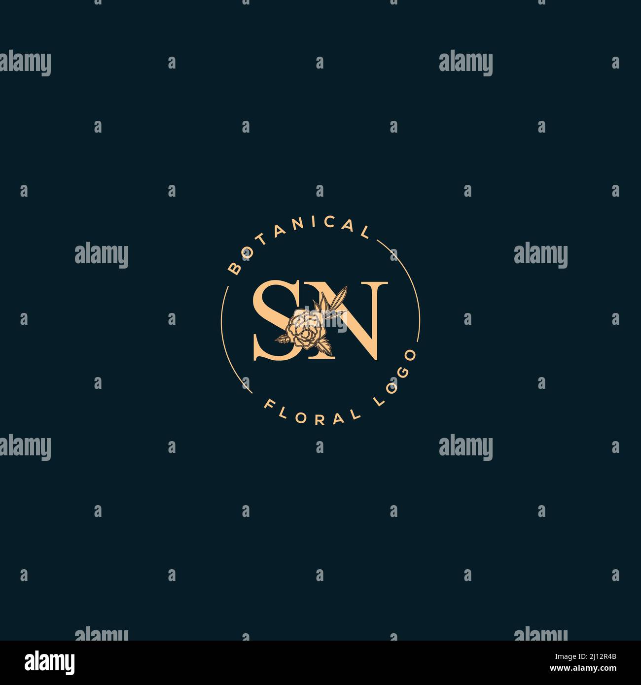 Vector Blooming Floral Initial SN Monogram and Logo Stock Vector
