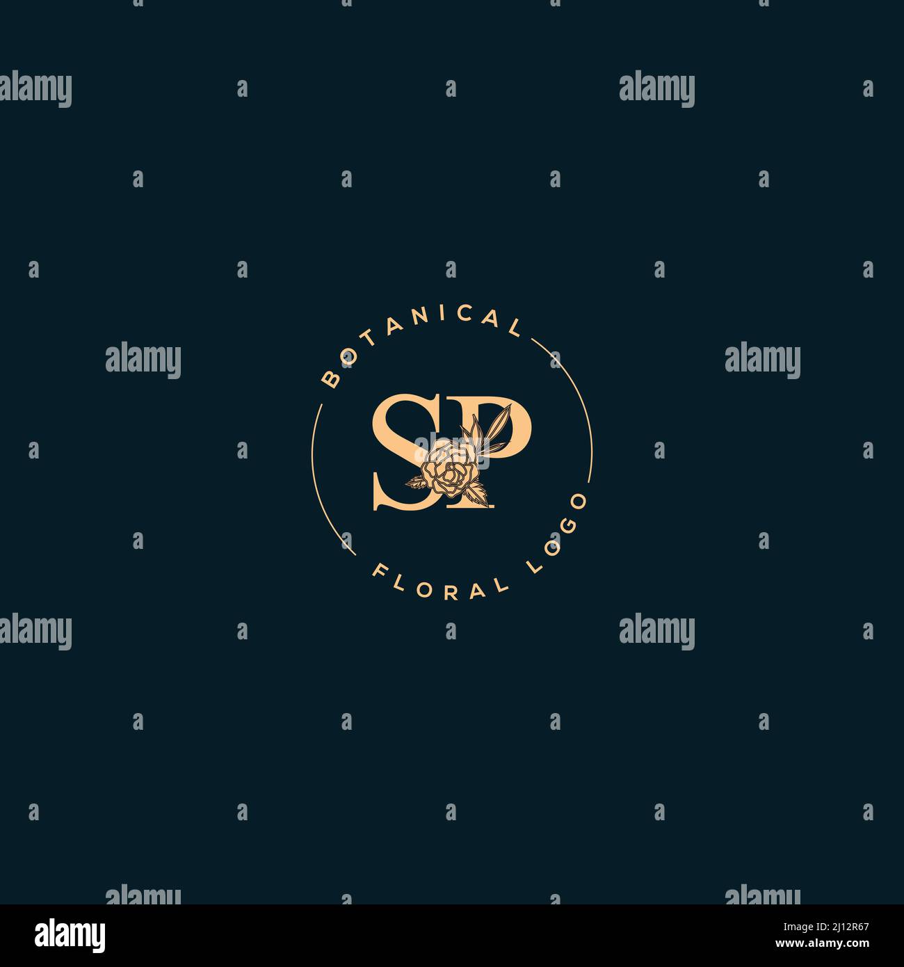 Vector Blooming Floral Initial SP Monogram and Logo Stock Vector
