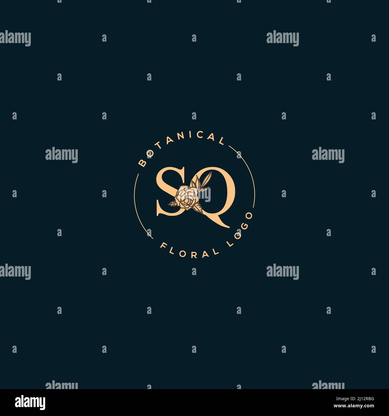 Vector Blooming Floral Initial SQ Monogram and Logo Stock Vector