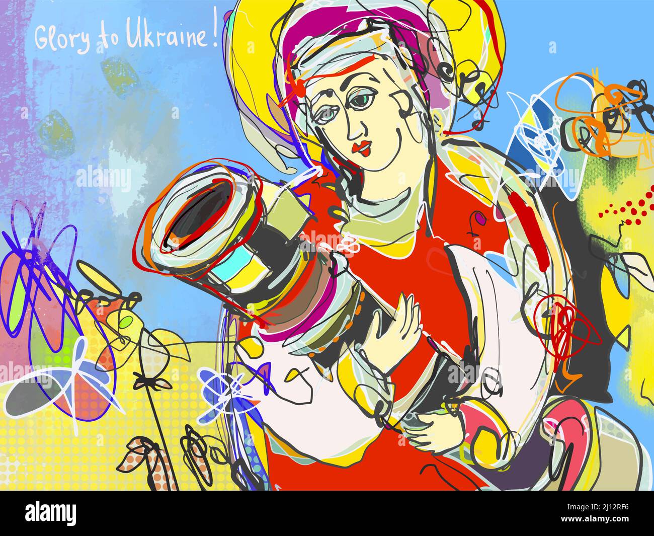 Glory to Ukraine! - digital artwork contemporary art Stock Vector