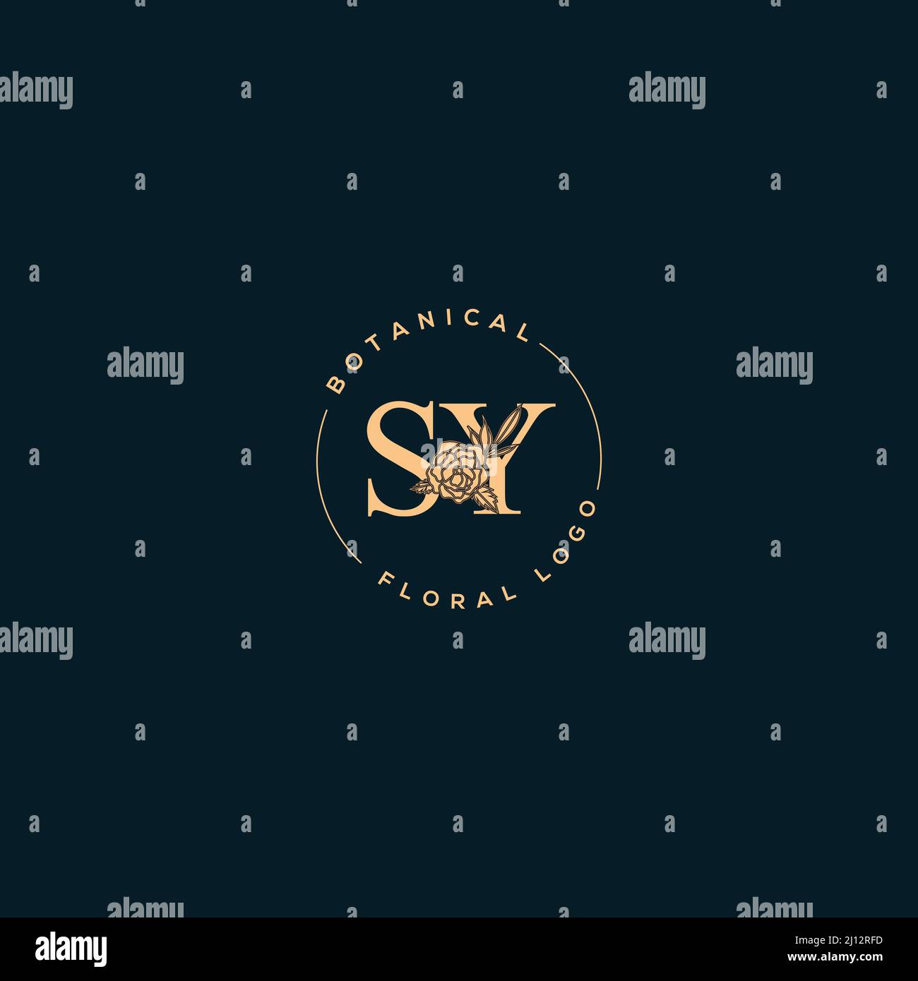 Vector Blooming Floral Initial SY Monogram and Logo Stock Vector