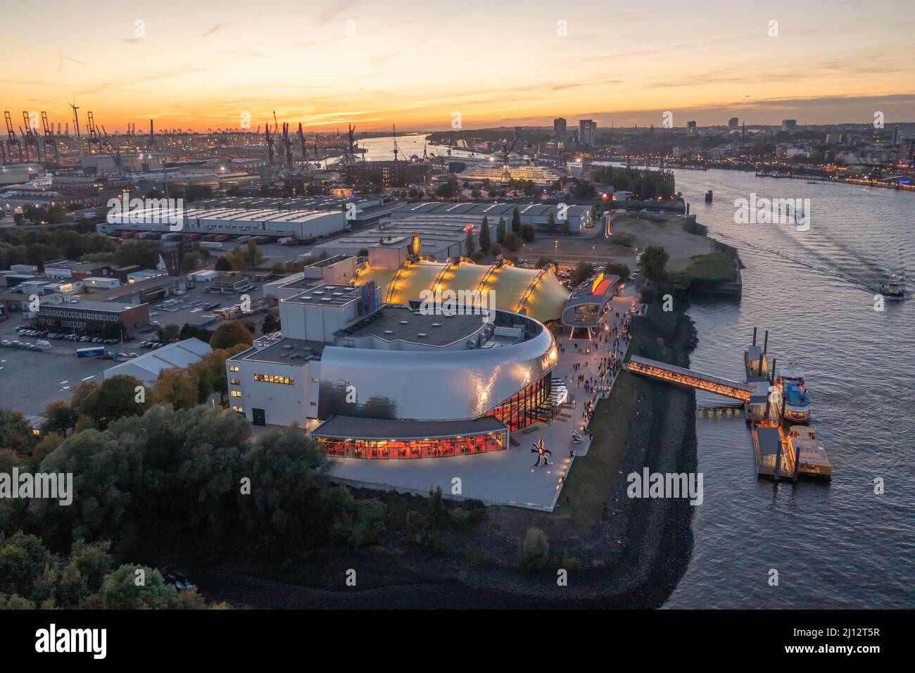 aerial view of the stage theater in the port of hamburg Stock Photo