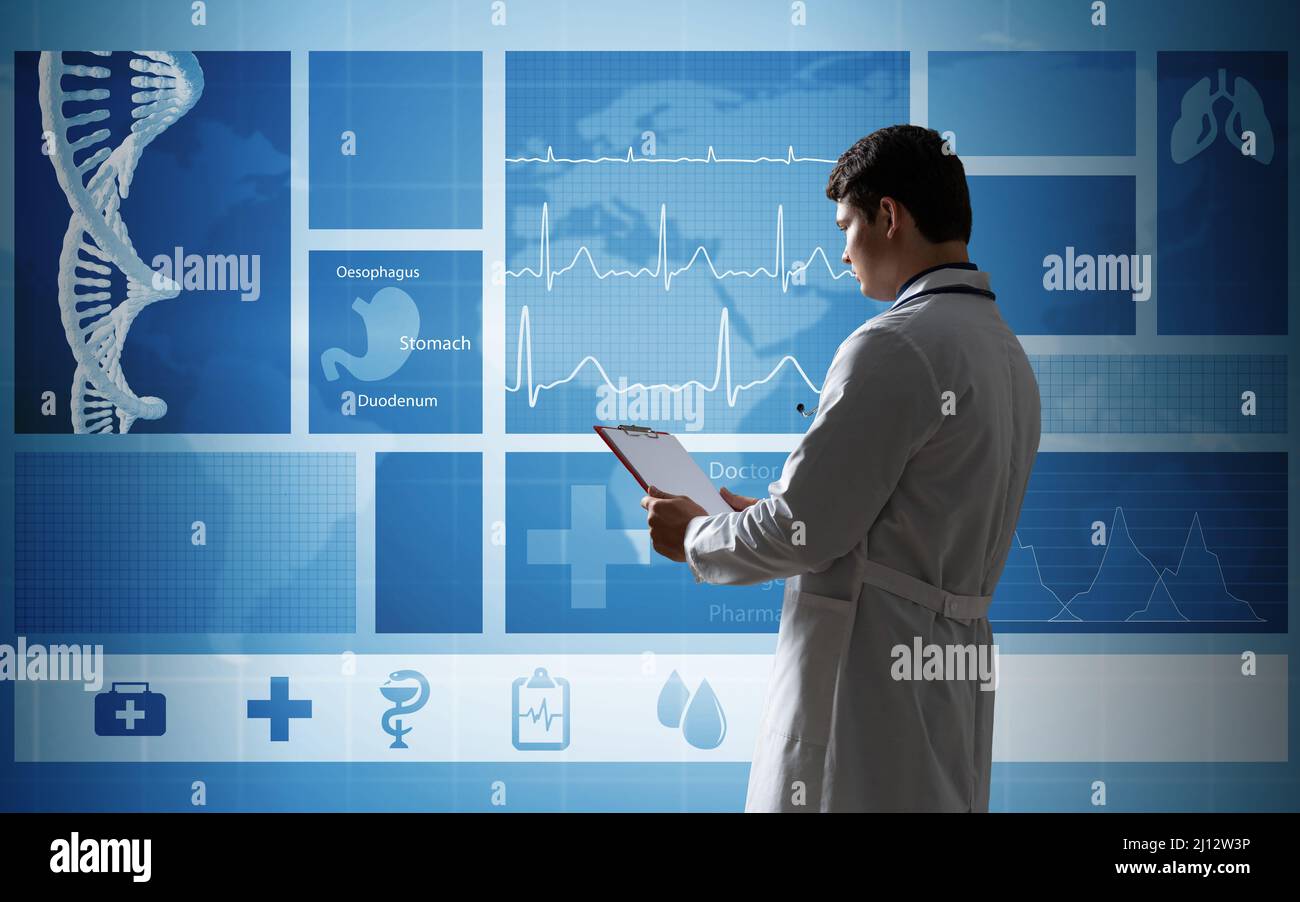 Doctor works virtual interface hi-res stock photography and images - Alamy