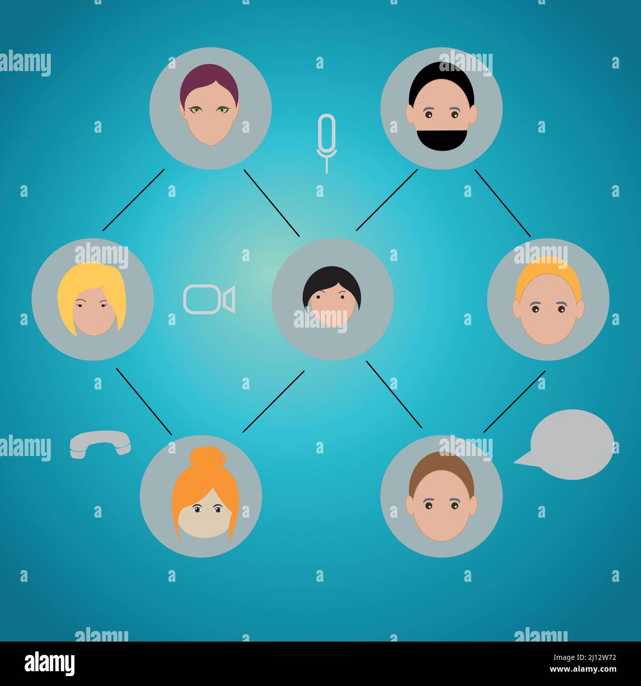 Icons of people chatting to each other, online meeting concept Stock Vector