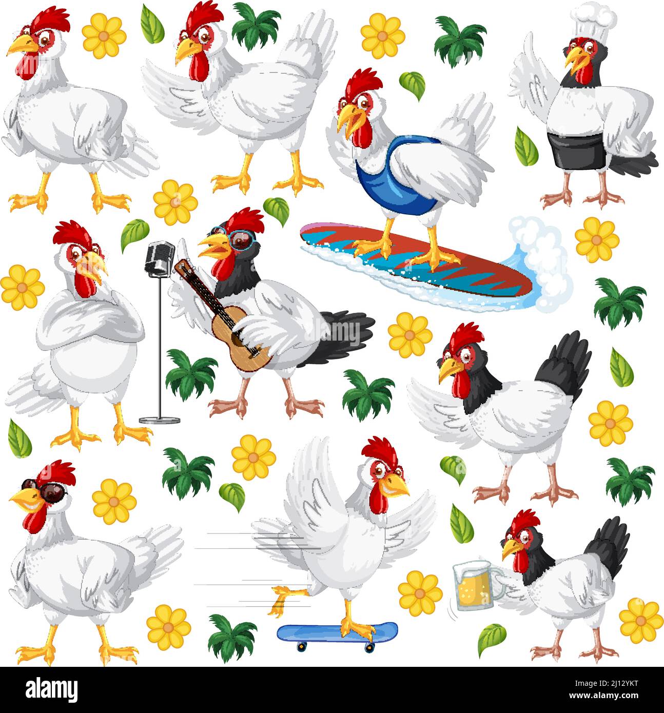 Seamless pattern with cute animals illustration Stock Vector Image ...