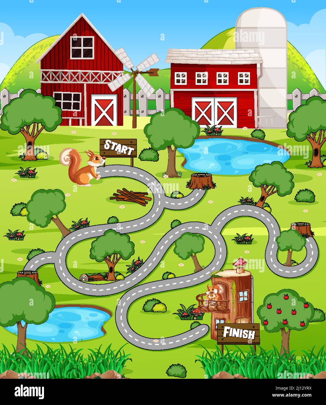 A farm boardgame template illustration Stock Vector