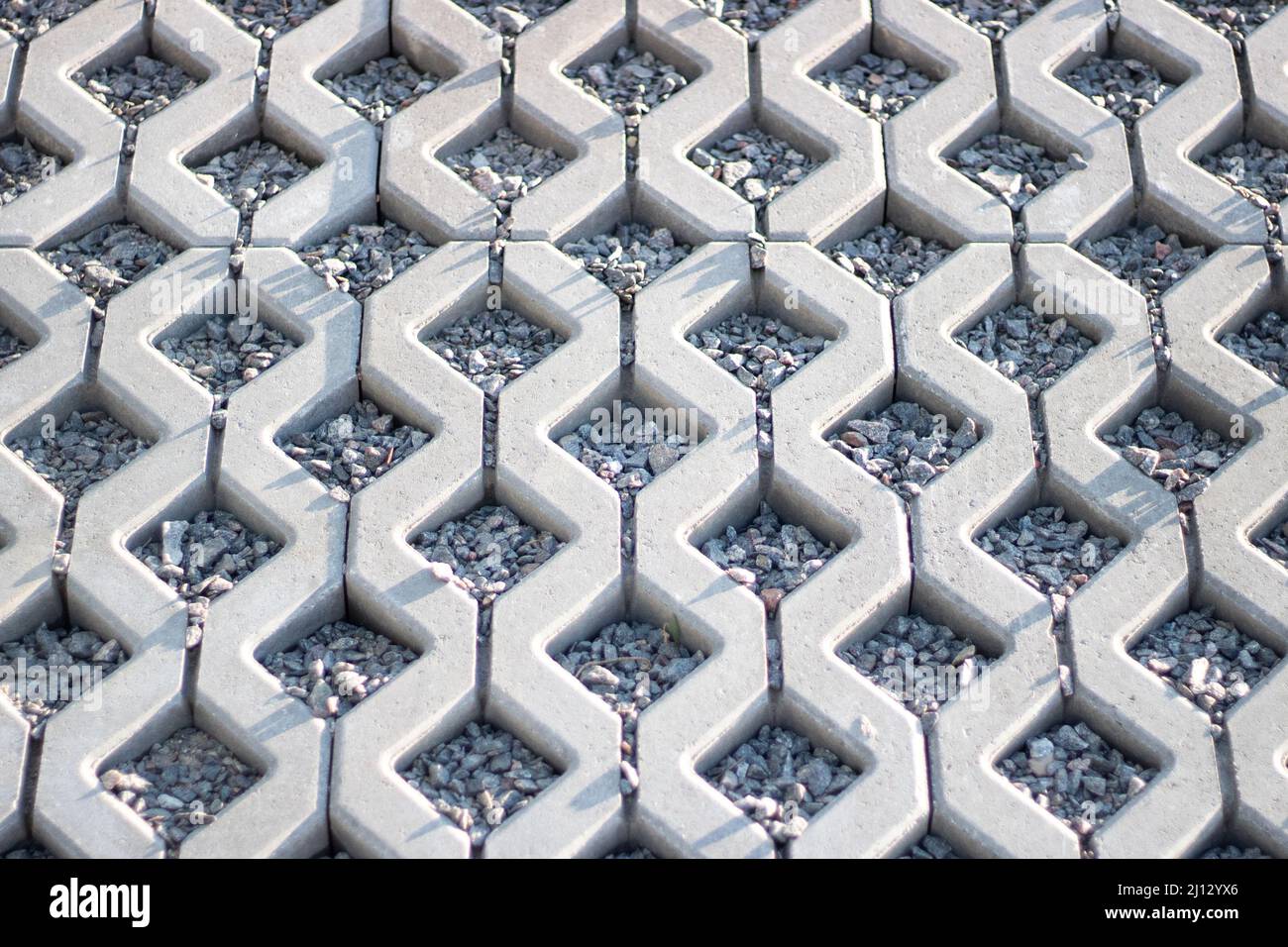 Eco-parking. Lawn grating for parking made of concrete Stock Photo