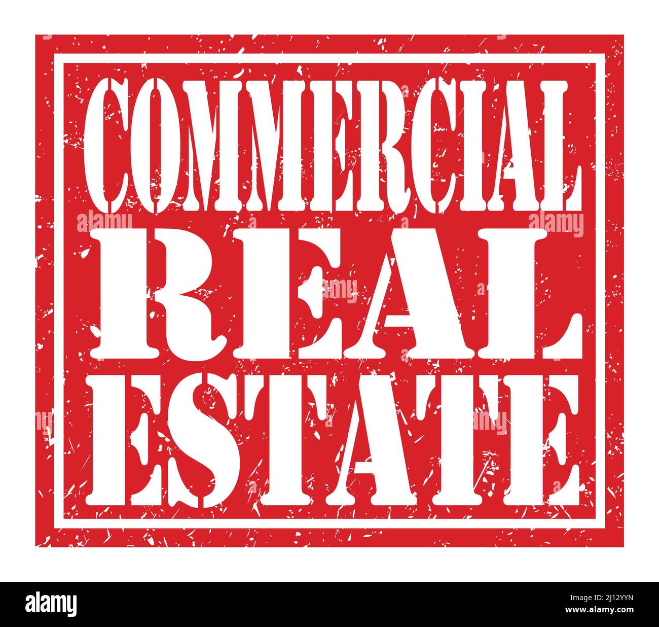 COMMERCIAL REAL ESTATE, words written on red stamp sign Stock Photo