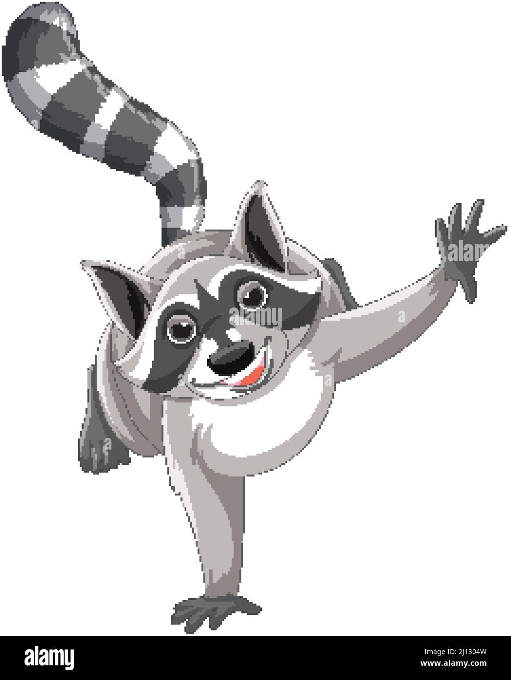 Cute cartoon raccoon standing on white background illustration Stock ...