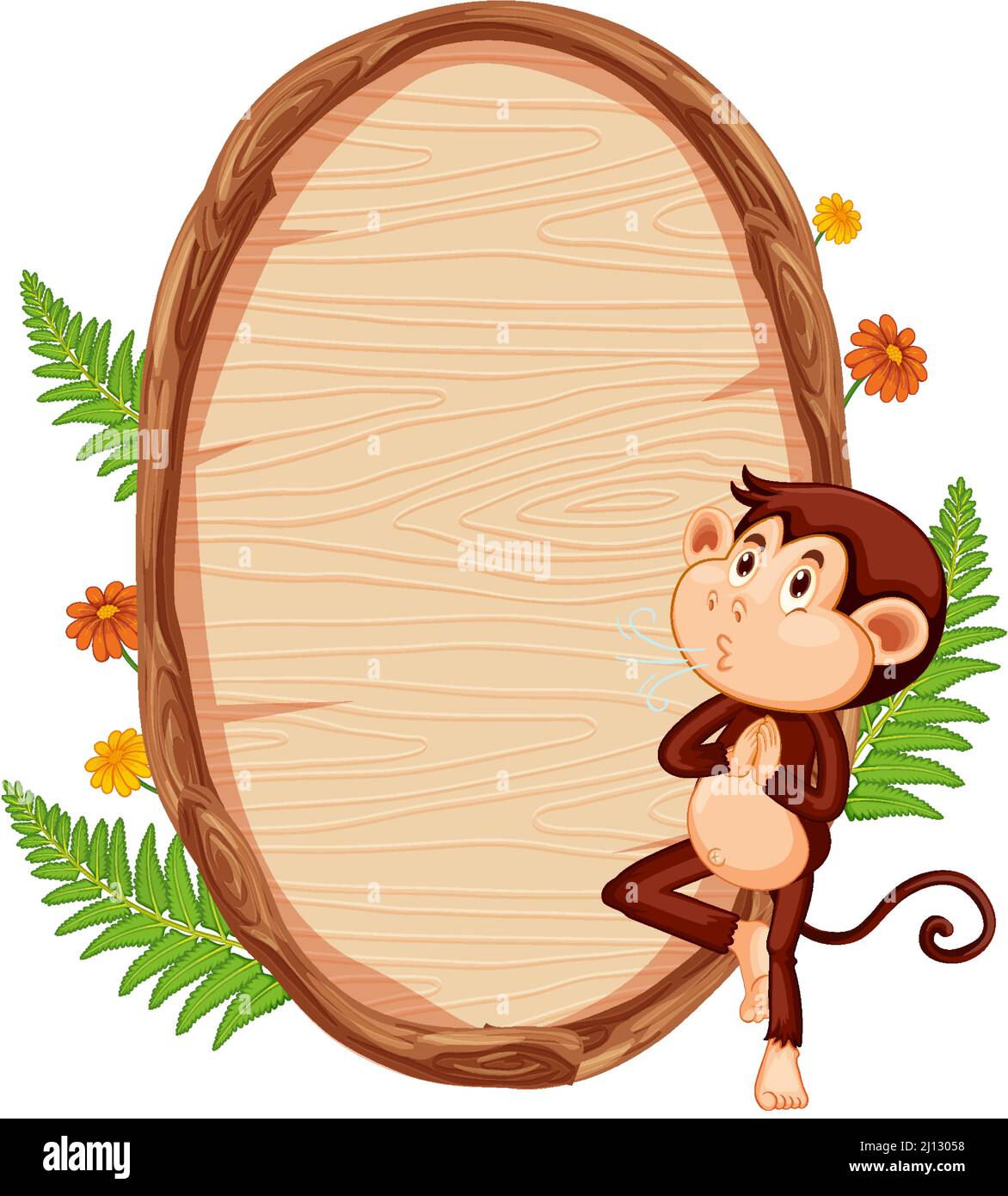 Blank oval wooden signboard with animal illustration Stock Vector Image ...