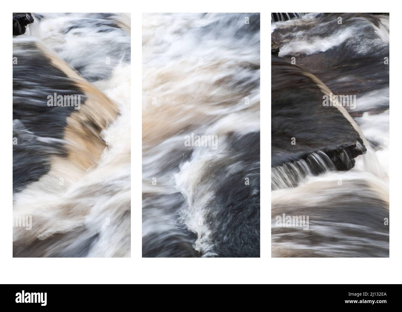 Around the UK - Triptych of moving water Stock Photo