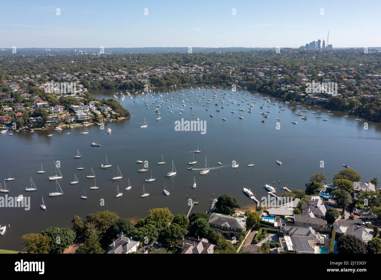 The Sydney suburb of Woolwich on the  Lane Cove river. Stock Photo