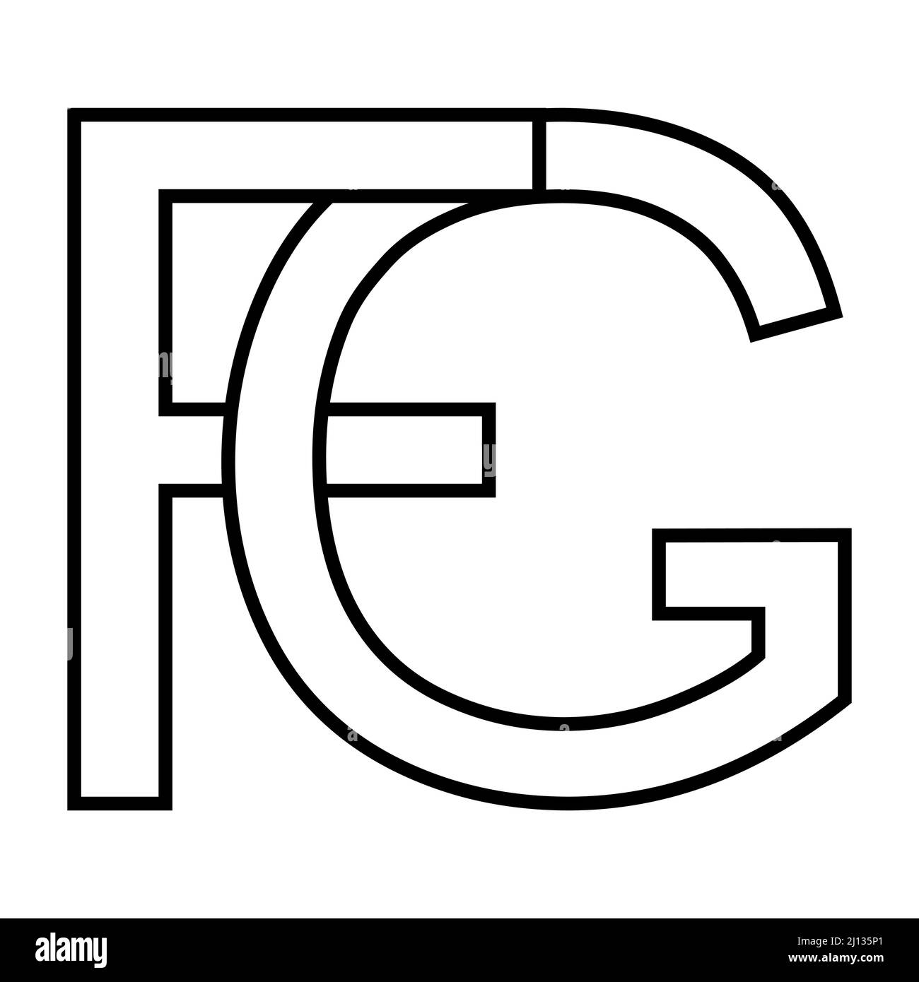 Logo sign, fg gf icon nft fg interlaced letters f g Stock Vector