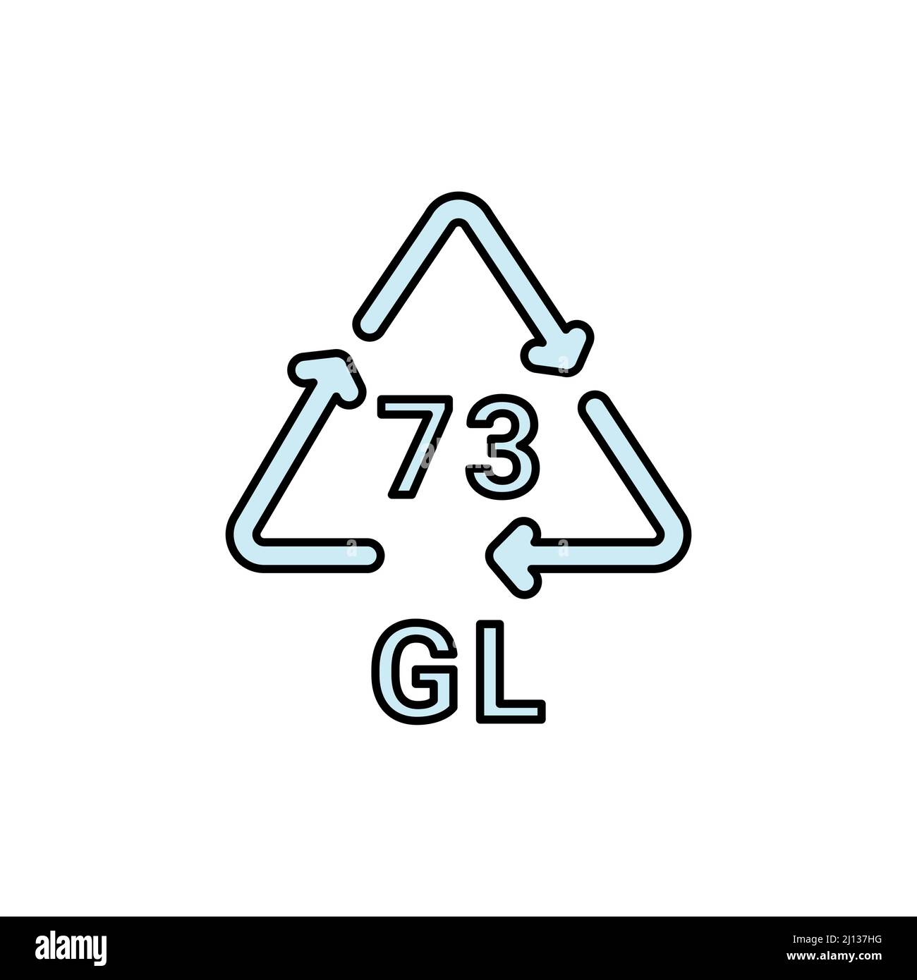 Glass recycling code GL 73 line icon. Consumption code. Editable stroke