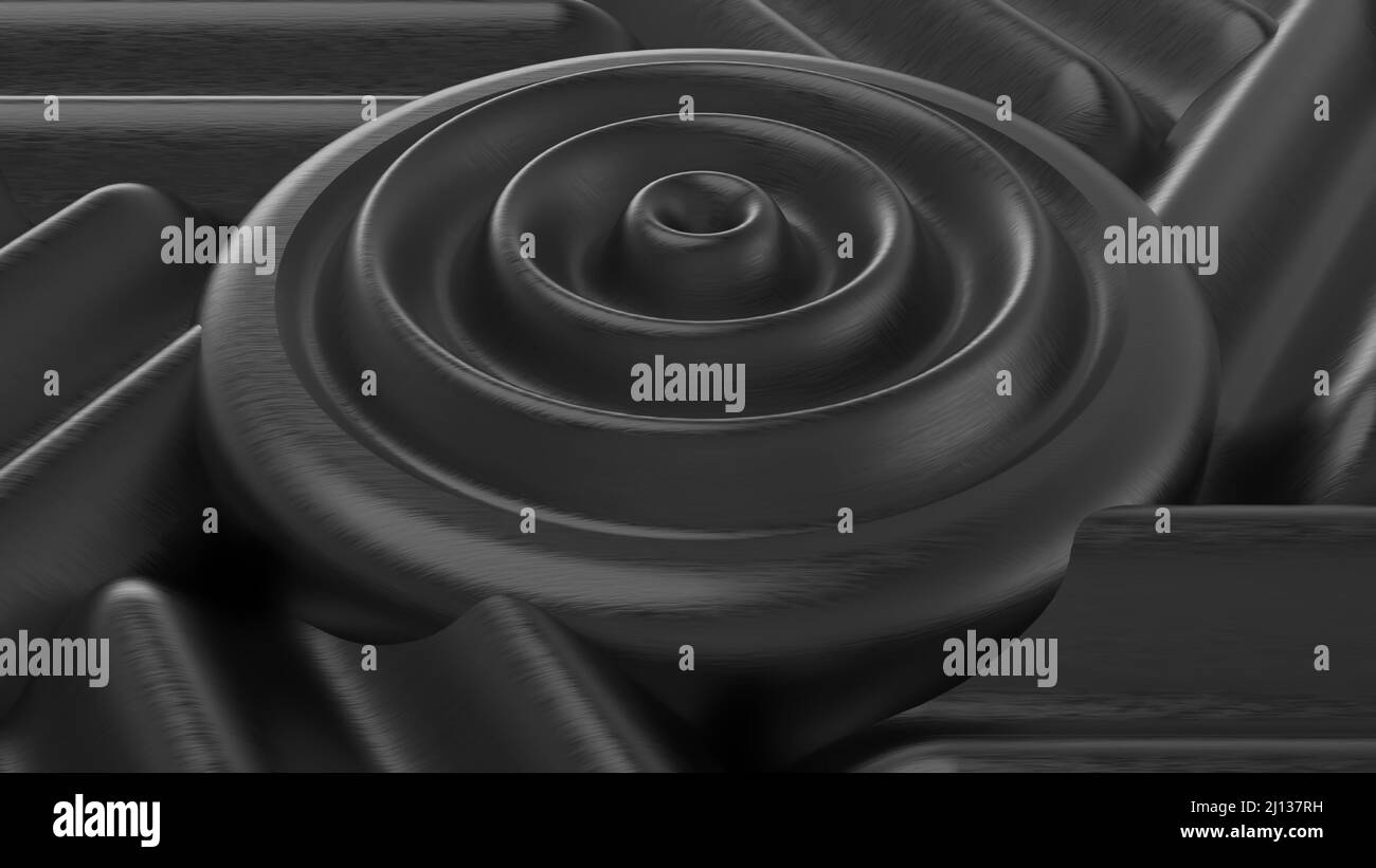 Illustration of black textured drops in background in pattern 3d render ...