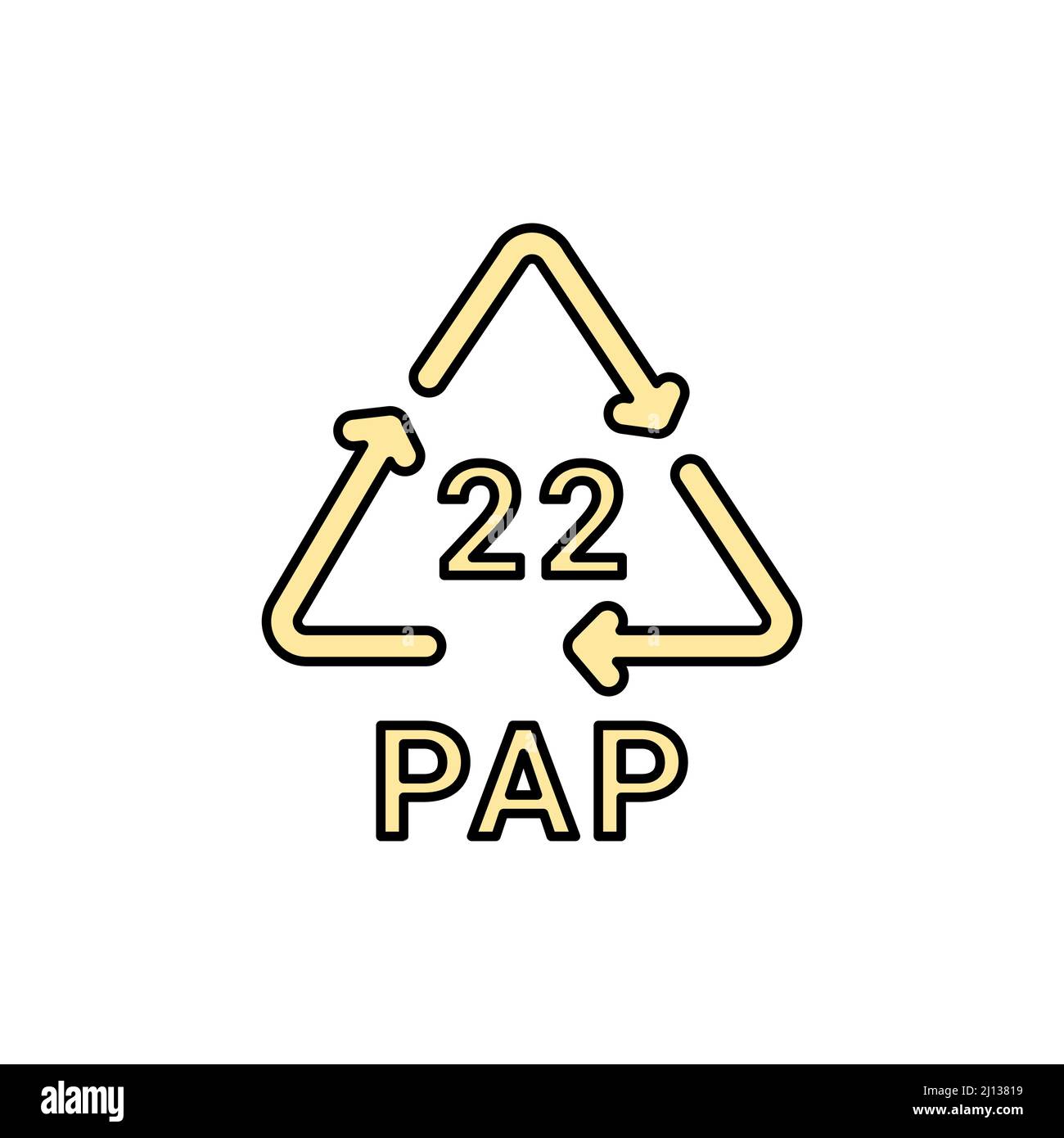 Paper recycling code PAP 22 line icon. Consumption code. Editable