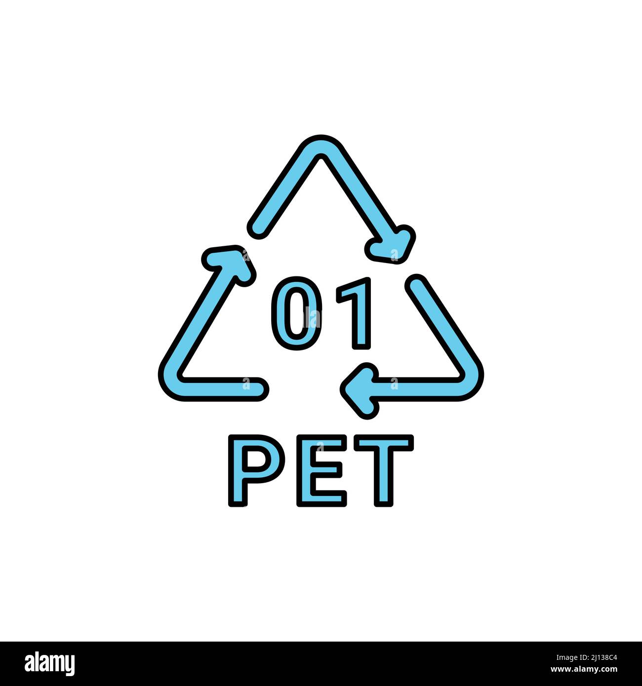 Plastic recycling code PET 01 line icon. Consumption code polyethylene