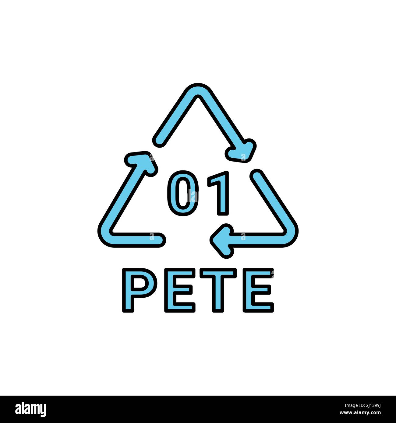 Plastic recycling code PETE line icon. Consumption code. Editable