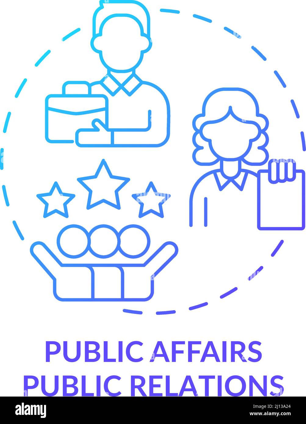 Public affairs PR blue gradient concept icon Stock Vector